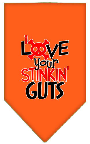 Love your Stinkin Guts Screen Print Bandana Orange Small